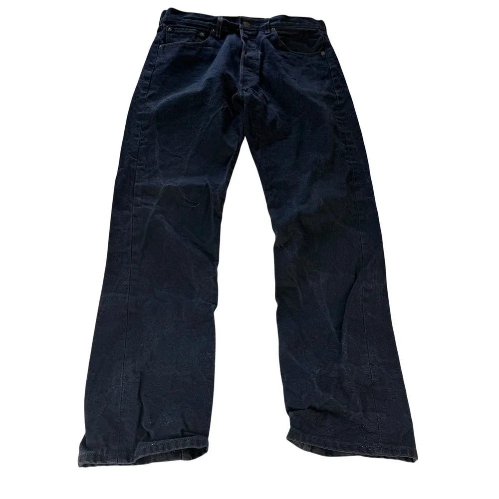 Levis‎ 501 Original Fit Jeans Mens 34x34 Navy Blue Dark Wash Button Fly Straight